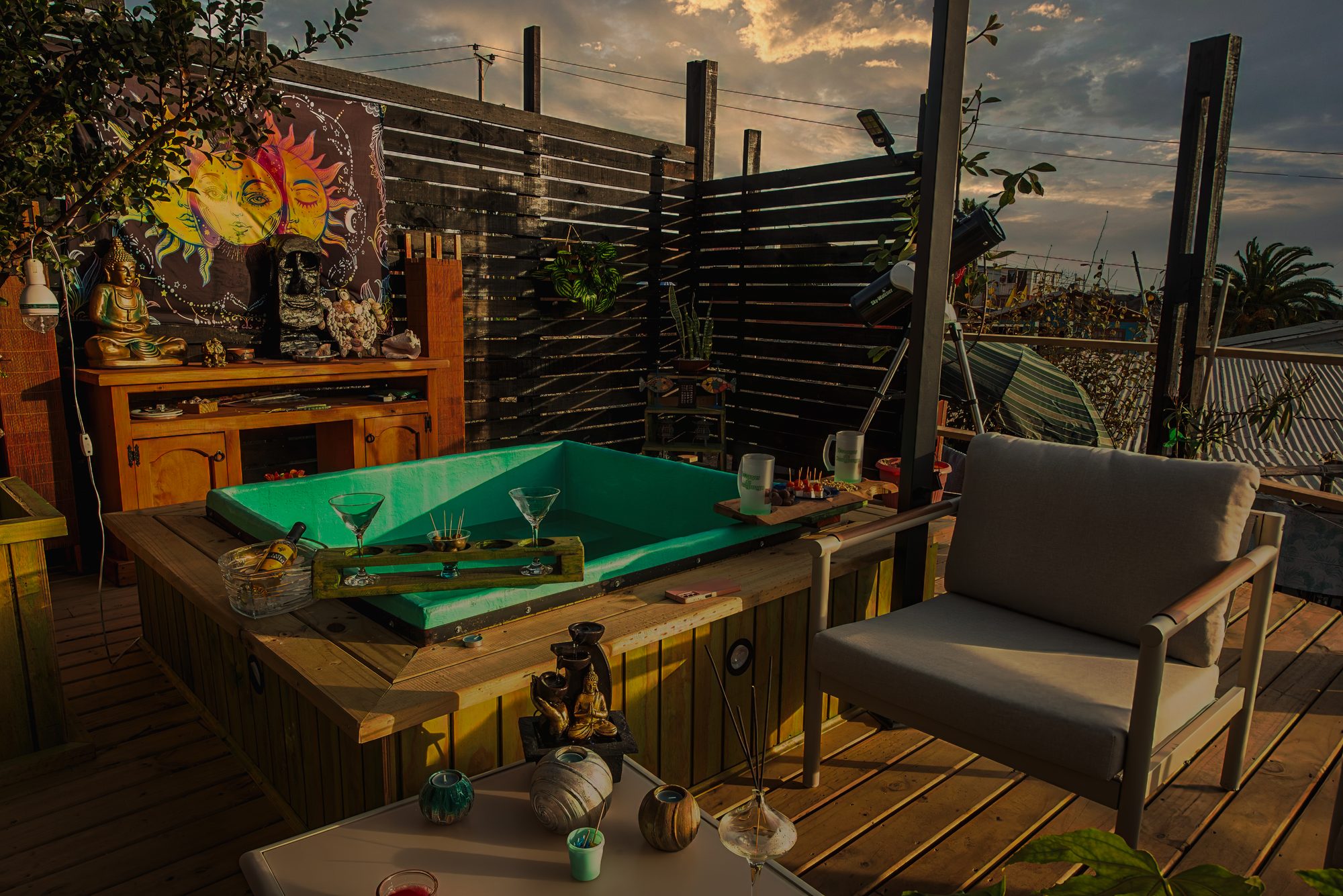 Tinaja caliente en la terraza